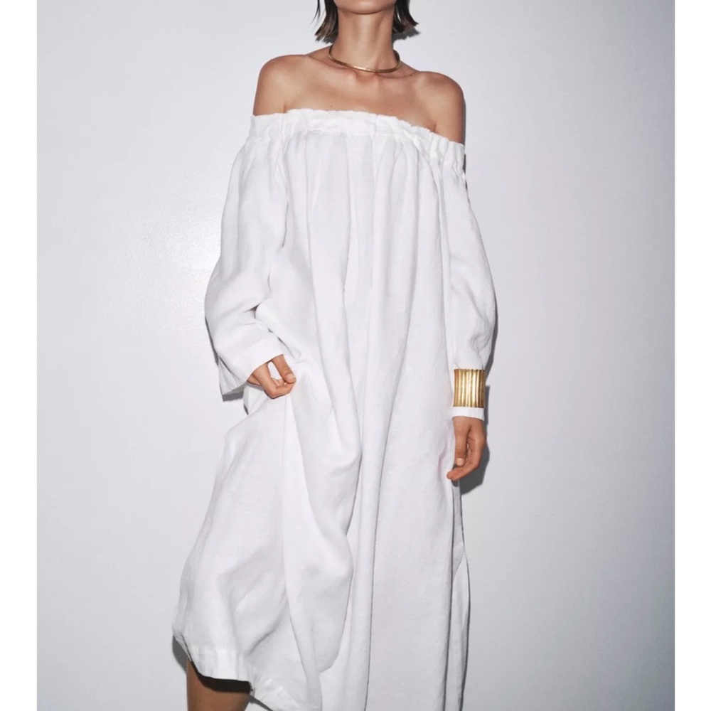 Zara White Off-Shoulder Maxi Dress - Picture 4 of 6